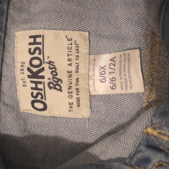 NWT OshKosh B'Gosh Denim Vest size 6/6X - Picture 2 of 3
